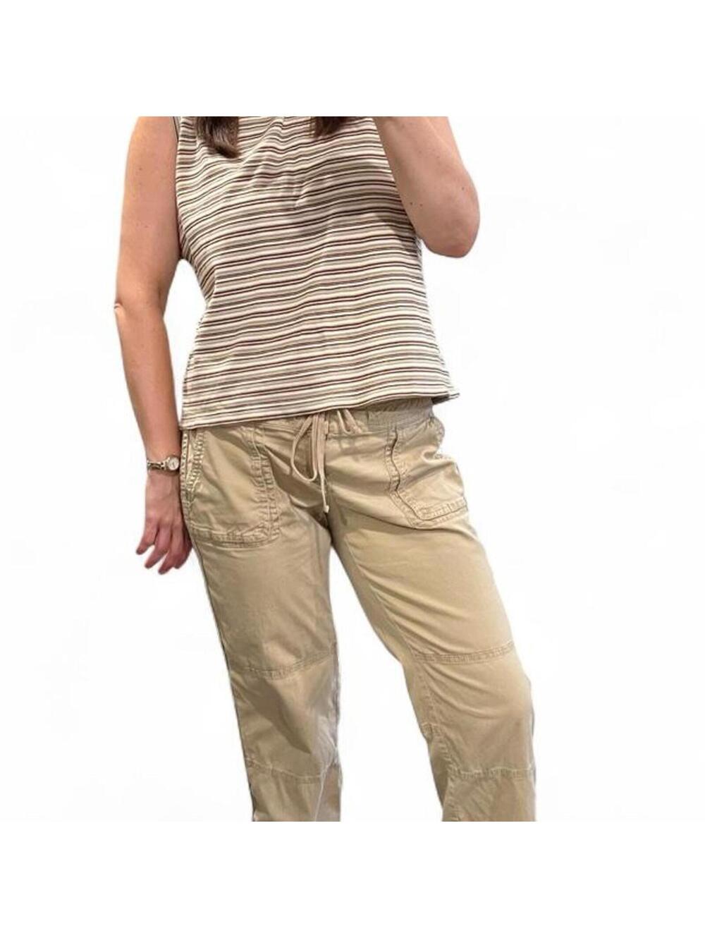 Y2K Abercrombie & Fitch Capri Cargo Pants Beige Utility Cropped Size 6